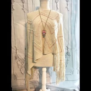 Francescas Fringe Sweater Poncho